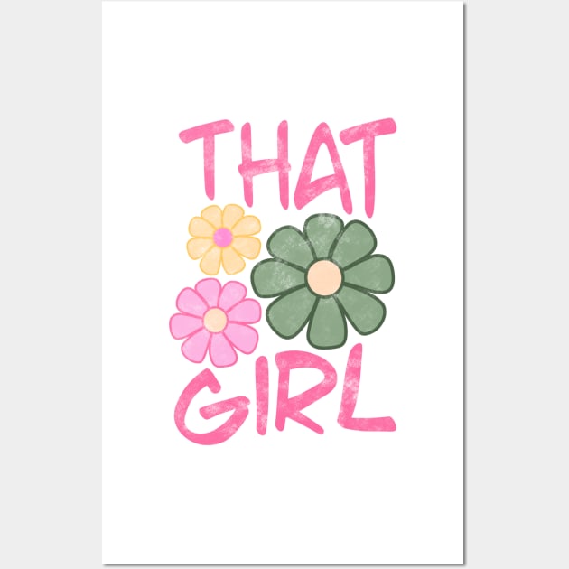 Vintage That Girl Aesthetic Y2K Flower Wall Art by faiiryliite